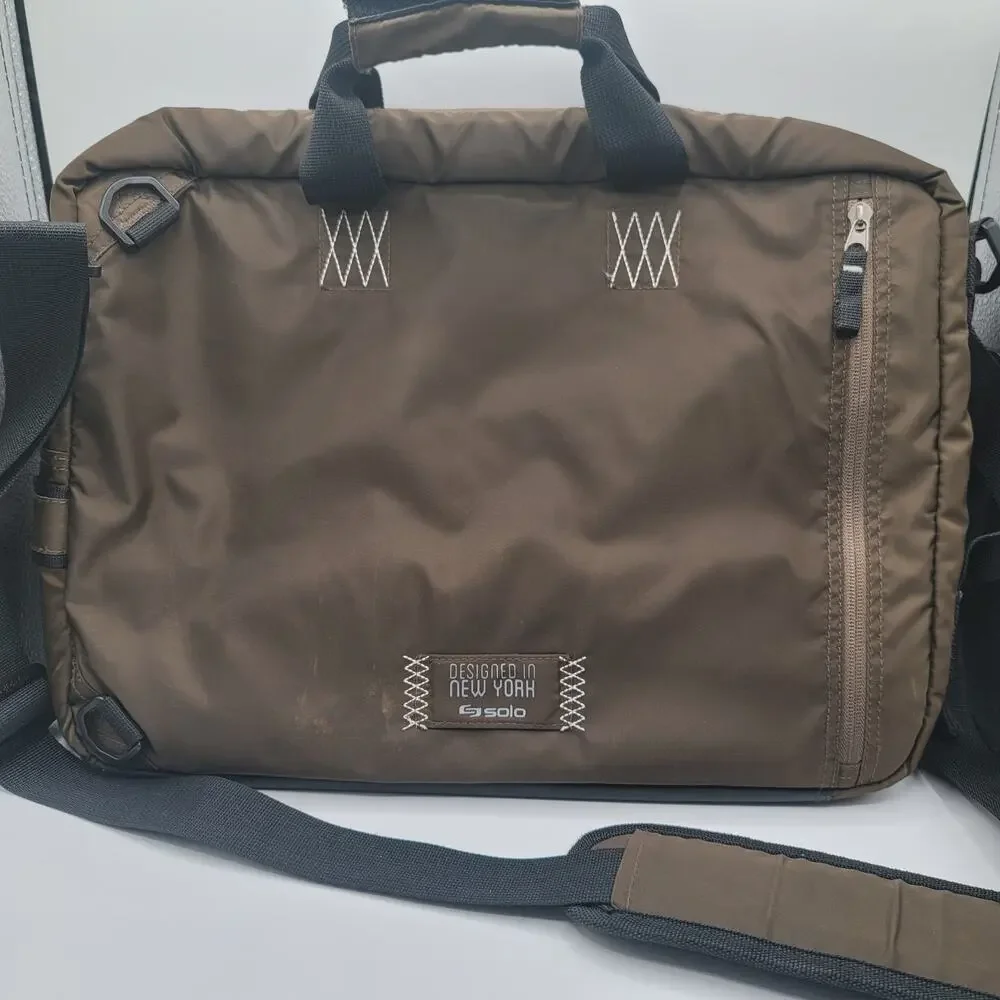Solo New York Brown Messenger Bag Briefcase Laptop Bag Multiple Pockets OP050211